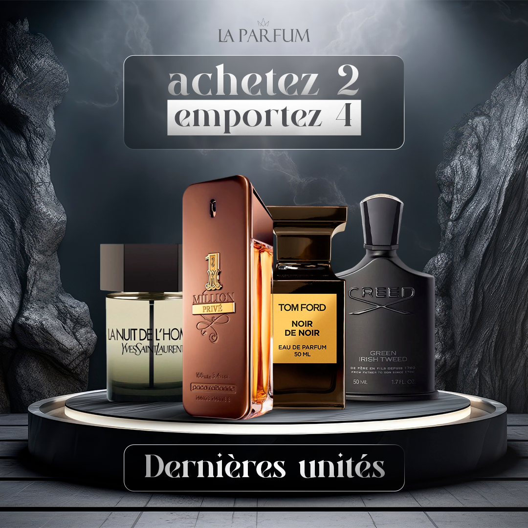 4 Parfums - Private Blend Noir, 1 Million Privé, YSL La Nuit de L'Homme, Green Irish Tweed (ACHETEZ 2, RECEVEZ-EN 4)